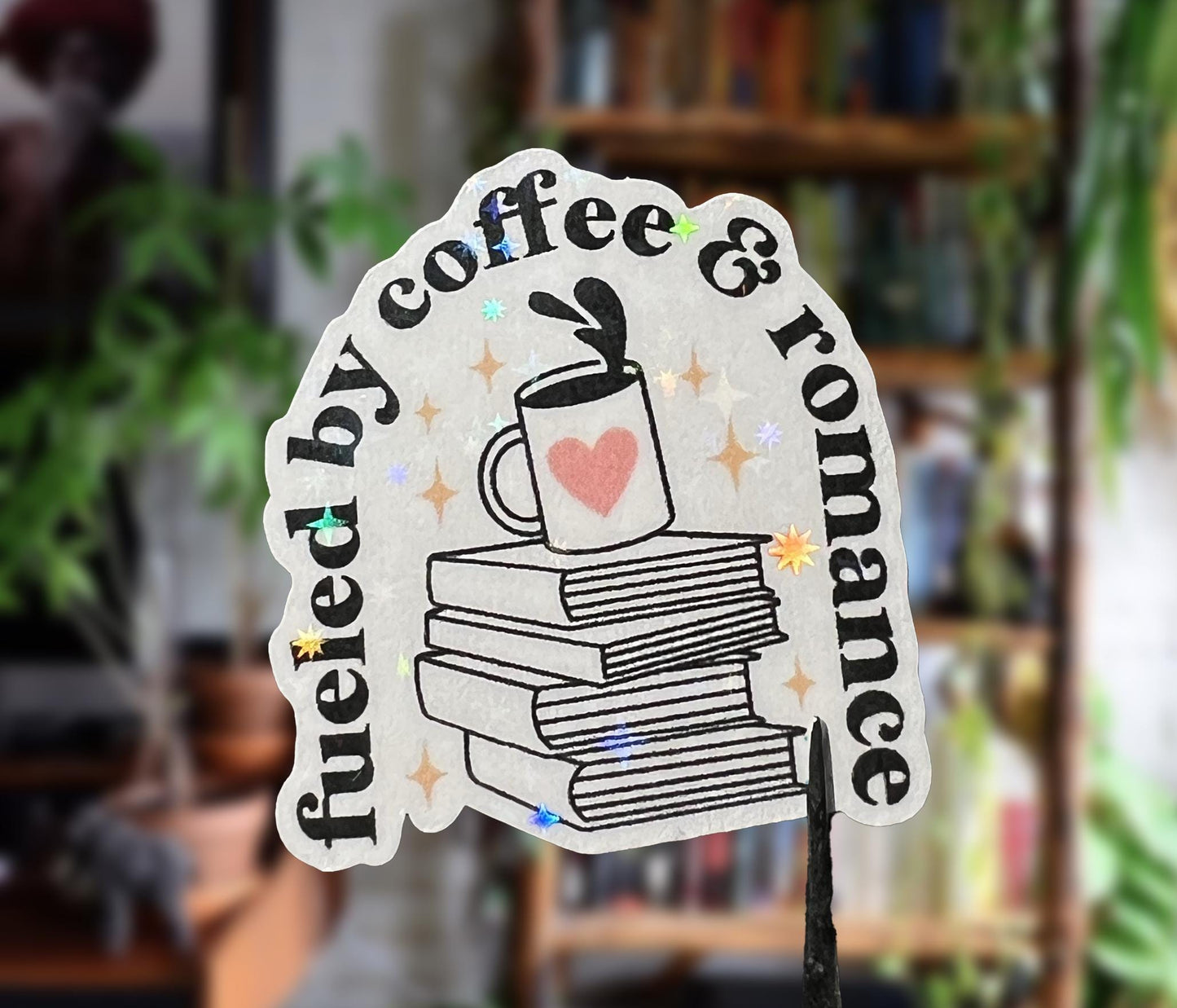 Fueled by Coffee and Romance and Smut and True Crime Bookish Trope Stickers for E-Readers and Water bottles Holographic Bookstagram Gift